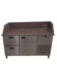 Холодильний стіл з 3-ма бортами 1400х700х850 (1 двері+2 ящика) гранітна стільниця